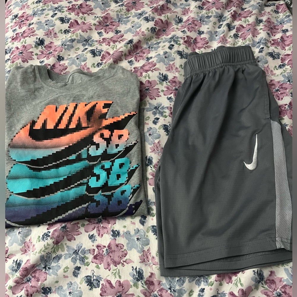 Outfit ; Boys size L Nike shirt ; size L dry fit Nike shorts